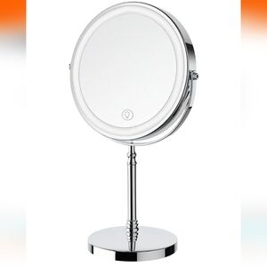 Brand New in Box 8inch Chrome Makeup Mirror Dimmable Lighted Rechargeable